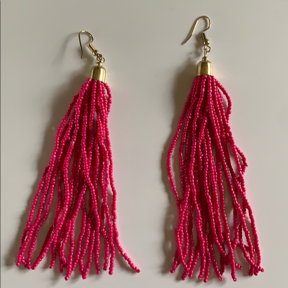 hot pink dangly earrings